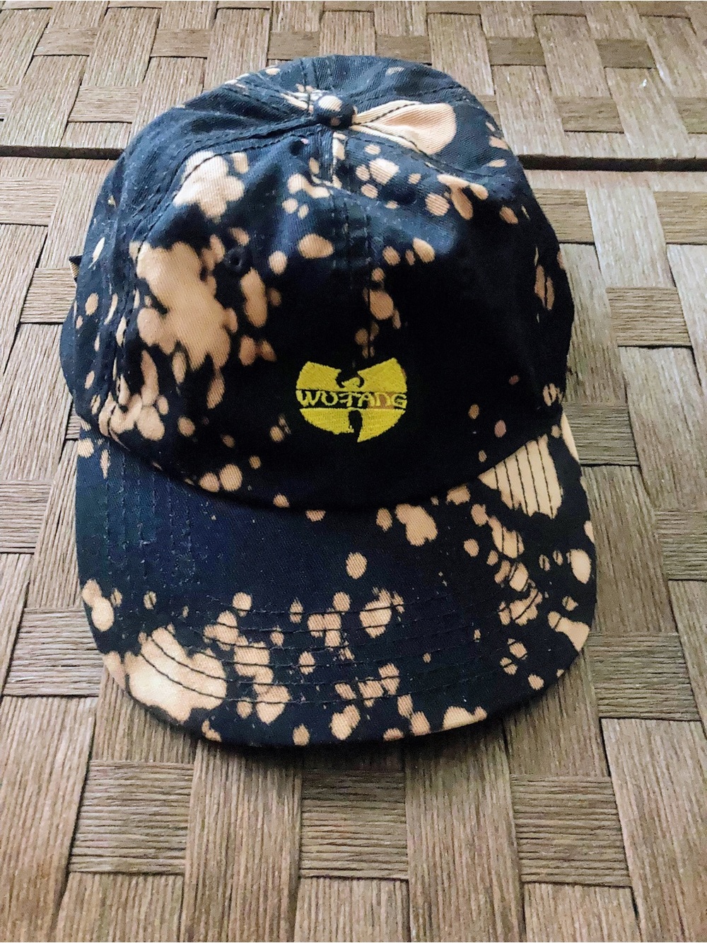 Wu-Tang Bleach-Splatter Black Cap with Yellow Logo